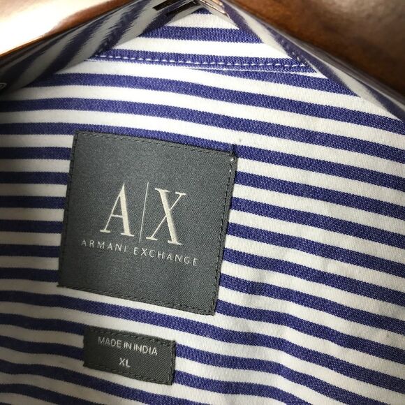 A|X Armani Exchange Button Down Shirt Size XL Blue Embroidered Womens - Picture 9 of 10